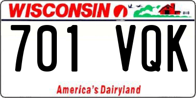 WI license plate 701VQK