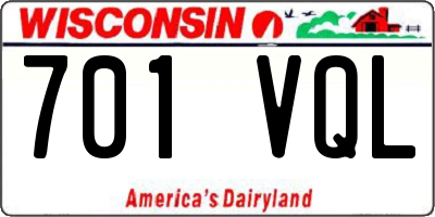 WI license plate 701VQL