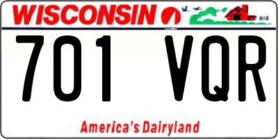 WI license plate 701VQR