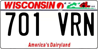 WI license plate 701VRN