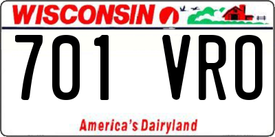 WI license plate 701VRO