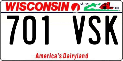 WI license plate 701VSK