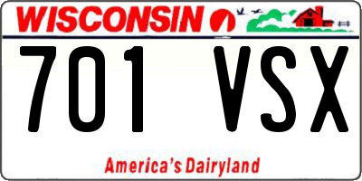 WI license plate 701VSX