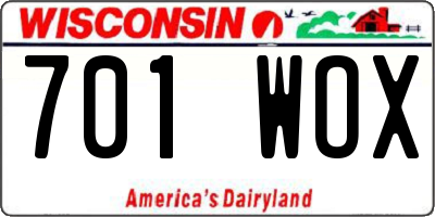 WI license plate 701WOX