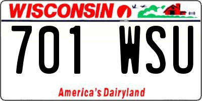 WI license plate 701WSU