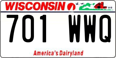 WI license plate 701WWQ