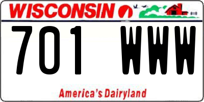 WI license plate 701WWW