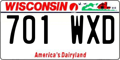 WI license plate 701WXD