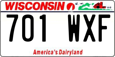 WI license plate 701WXF