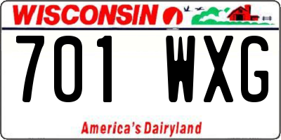 WI license plate 701WXG