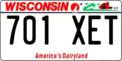 WI license plate 701XET