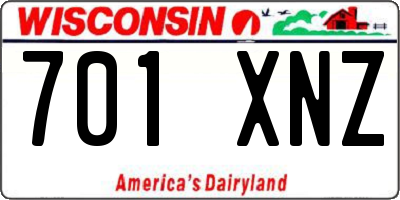 WI license plate 701XNZ