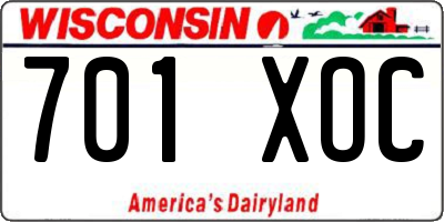 WI license plate 701XOC