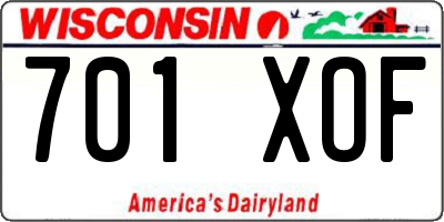 WI license plate 701XOF