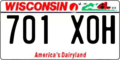 WI license plate 701XOH