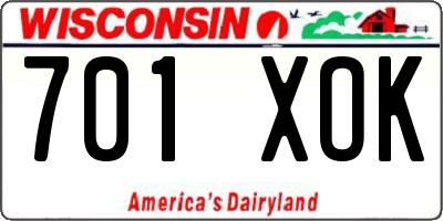 WI license plate 701XOK