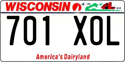 WI license plate 701XOL