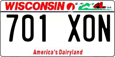 WI license plate 701XON