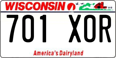 WI license plate 701XOR