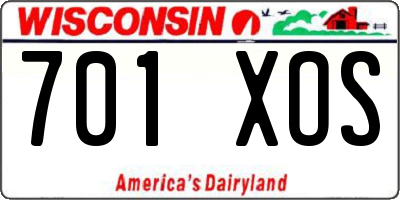 WI license plate 701XOS