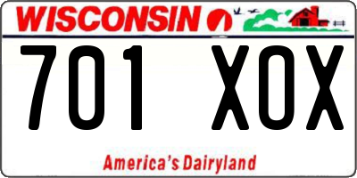 WI license plate 701XOX