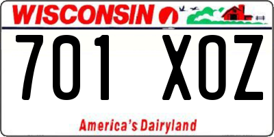 WI license plate 701XOZ