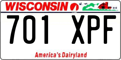 WI license plate 701XPF
