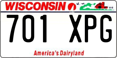 WI license plate 701XPG