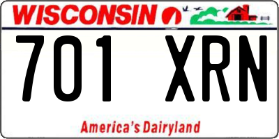 WI license plate 701XRN