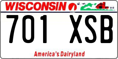 WI license plate 701XSB
