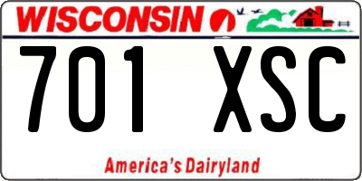 WI license plate 701XSC
