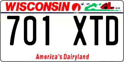 WI license plate 701XTD