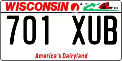 WI license plate 701XUB