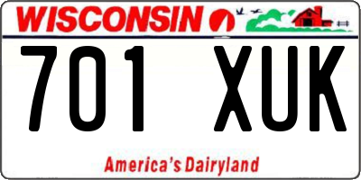 WI license plate 701XUK