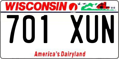 WI license plate 701XUN