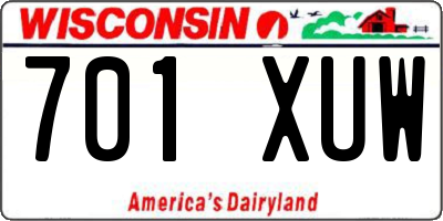 WI license plate 701XUW