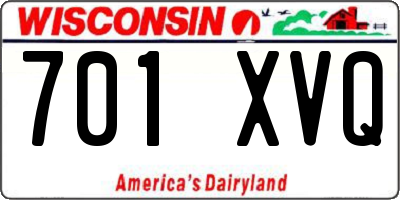 WI license plate 701XVQ
