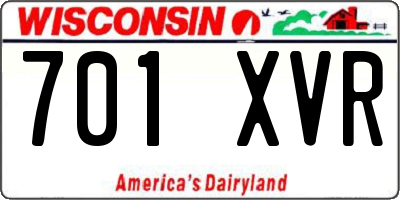 WI license plate 701XVR