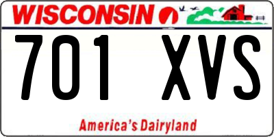 WI license plate 701XVS