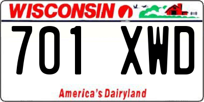 WI license plate 701XWD