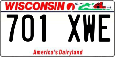 WI license plate 701XWE