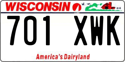 WI license plate 701XWK