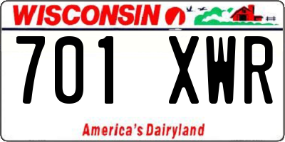 WI license plate 701XWR