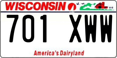 WI license plate 701XWW