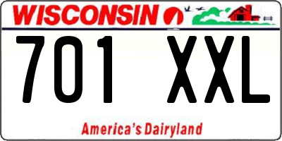 WI license plate 701XXL