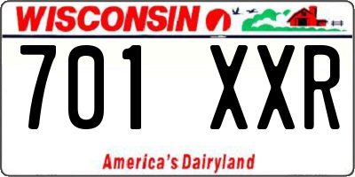 WI license plate 701XXR