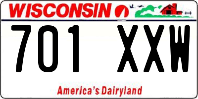 WI license plate 701XXW