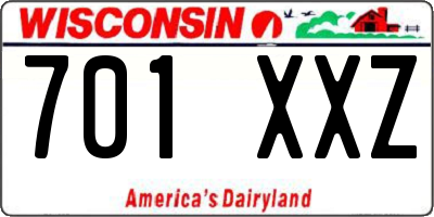 WI license plate 701XXZ