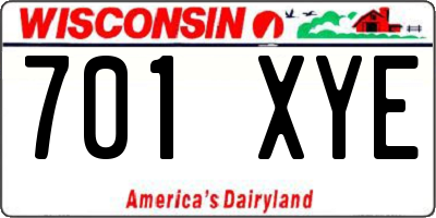 WI license plate 701XYE