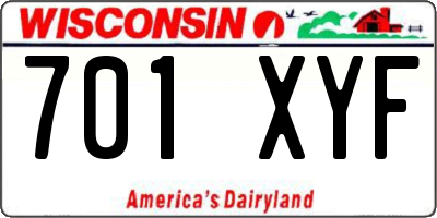 WI license plate 701XYF